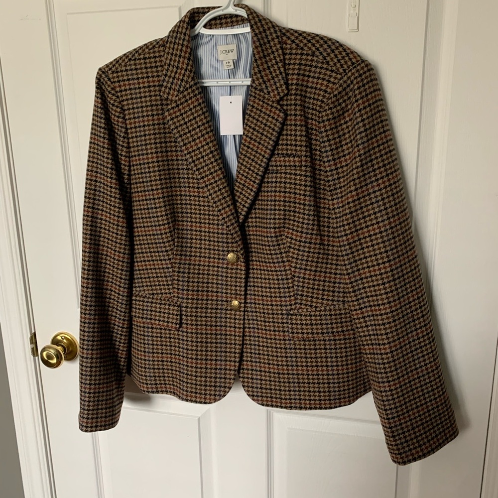 Brand New Houndstooth Wool JCrew Blazer Size 18